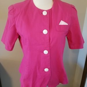 Vintage 80s Reina Pink Blouse Size 12
